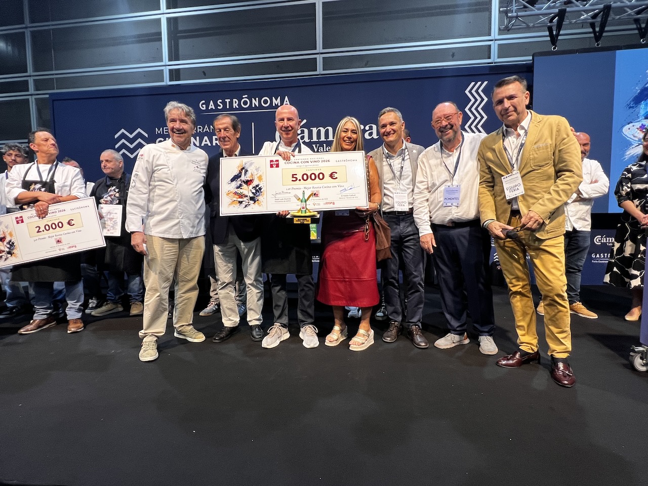 Foto de familia de los ganadores Cocina con Vino 2026 en Gastrónoma Valencia